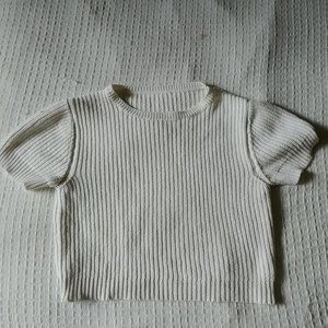 Los Angeles Apparel White Fisherman Cropped Tee, M